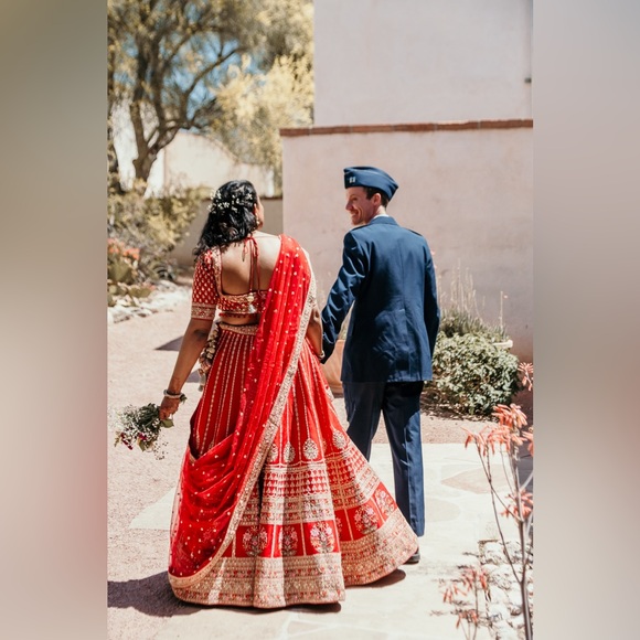 Red Bridal embroidered Lehenga - Picture 2 of 5